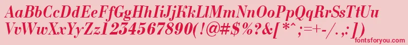 フォントBodoni9 – ピンクの背景に赤い文字