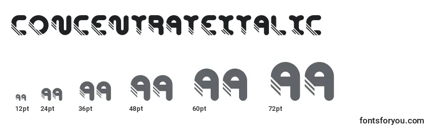 Размеры шрифта ConcentrateItalic