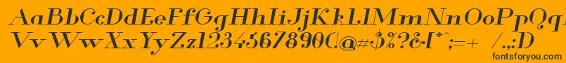フォントGlamor Mediumextendeditalic – 黒い文字のオレンジの背景