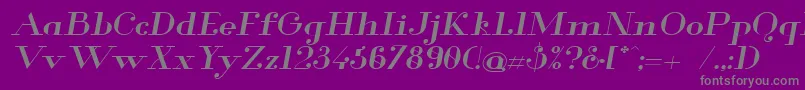 Glamor Mediumextendeditalic-Schriftart – Graue Schriften auf violettem Hintergrund
