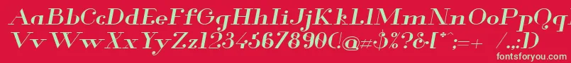 Glamor Mediumextendeditalic Font – Green Fonts on Red Background