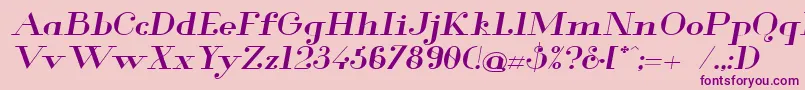 Glamor Mediumextendeditalic-Schriftart – Violette Schriften auf rosa Hintergrund