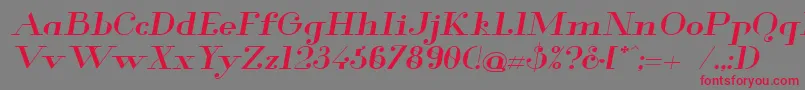 フォントGlamor Mediumextendeditalic – 赤い文字の灰色の背景