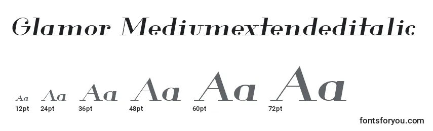 Размеры шрифта Glamor Mediumextendeditalic
