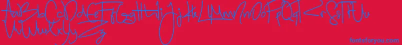フォントSugar ffy – 赤い背景に青い文字
