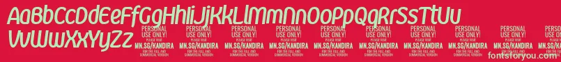 KandiraBolitPersonalUse Font – Green Fonts on Red Background