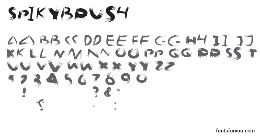 Czcionka Spikybrush – alfabet, cyfry, specjalne znaki