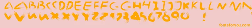 Spikybrush-Schriftart – Orangefarbene Schriften auf rosa Hintergrund