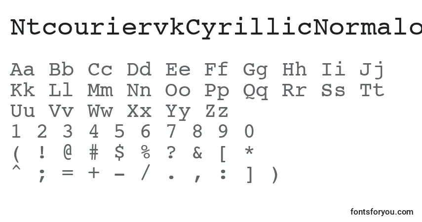 Czcionka NtcouriervkCyrillicNormaloblique – alfabet, cyfry, specjalne znaki