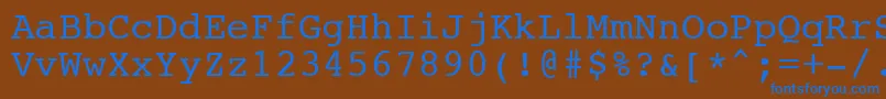 フォントNtcouriervkCyrillicNormaloblique – 茶色の背景に青い文字