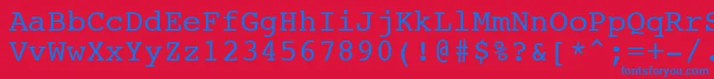 NtcouriervkCyrillicNormaloblique Font – Blue Fonts on Red Background