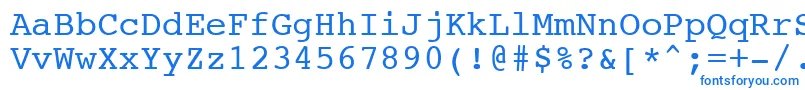 フォントNtcouriervkCyrillicNormaloblique – 白い背景に青い文字