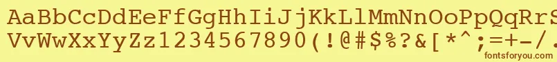 Шрифт NtcouriervkCyrillicNormaloblique – коричневые шрифты на жёлтом фоне