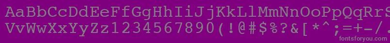 フォントNtcouriervkCyrillicNormaloblique – 紫の背景に灰色の文字