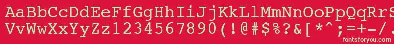 フォントNtcouriervkCyrillicNormaloblique – 赤い背景に緑の文字