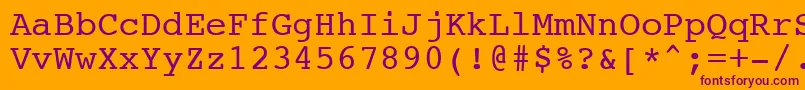 NtcouriervkCyrillicNormaloblique Font – Purple Fonts on Orange Background