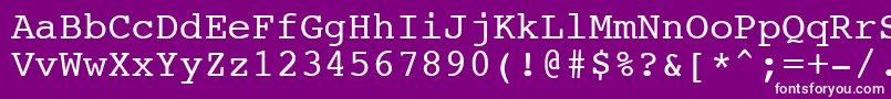 Шрифт NtcouriervkCyrillicNormaloblique – белые шрифты на фиолетовом фоне