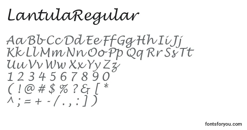 Czcionka LantulaRegular – alfabet, cyfry, specjalne znaki