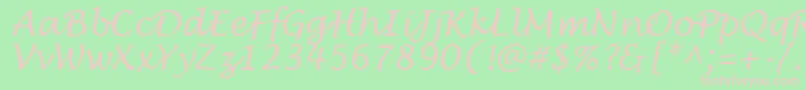 LantulaRegular-fontti – vaaleanpunaiset fontit vihreällä taustalla