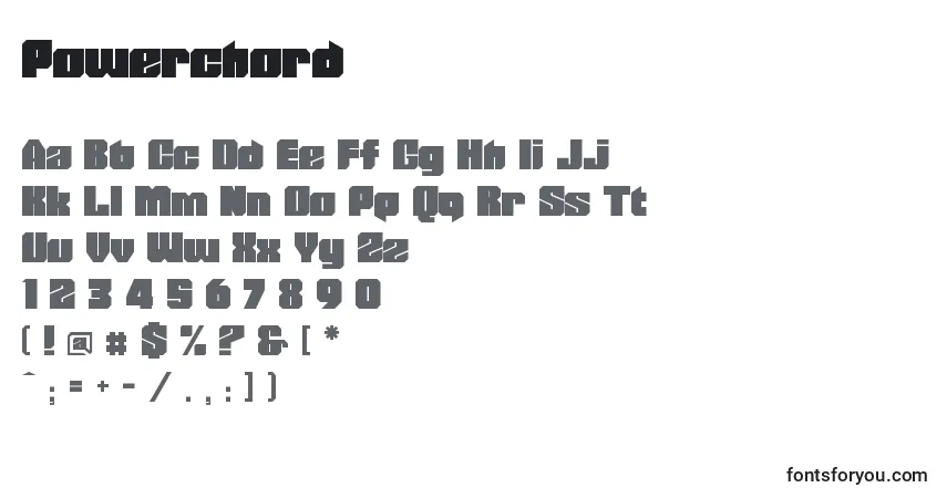 Czcionka Powerchord – alfabet, cyfry, specjalne znaki