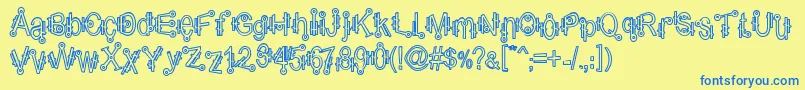 ShamanticsHollow Font – Blue Fonts on Yellow Background