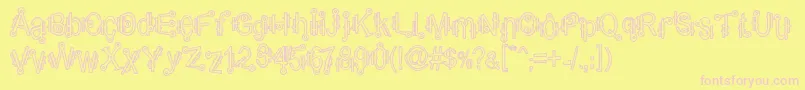 ShamanticsHollow-fontti – vaaleanpunaiset fontit keltaisella taustalla