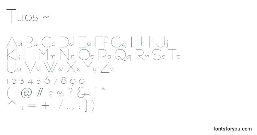 A fonte Tt1051m – alfabeto, números, caracteres especiais
