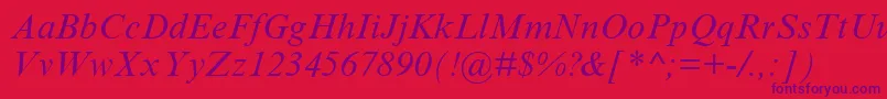 TimesNewRomanCyrItalic Font – Purple Fonts on Red Background