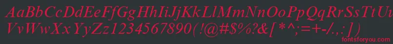 TimesNewRomanCyrItalic Font – Red Fonts on Black Background