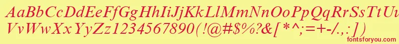 TimesNewRomanCyrItalic Font – Red Fonts on Yellow Background
