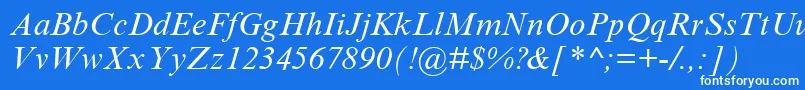 TimesNewRomanCyrItalic-Schriftart – Weiße Schriften auf blauem Hintergrund