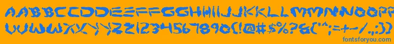 Protoplasm-Schriftart – Blaue Schriften auf orangefarbenem Hintergrund