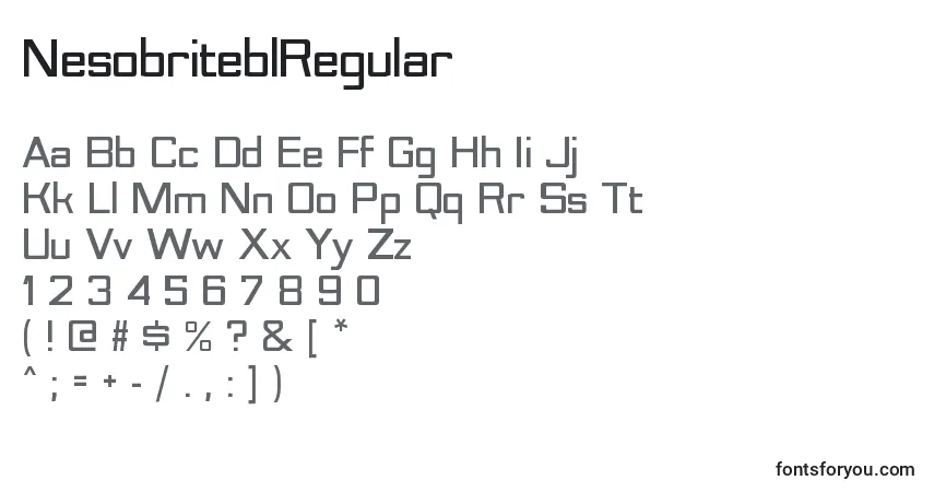 Schriftart NesobriteblRegular – Alphabet, Zahlen, spezielle Symbole