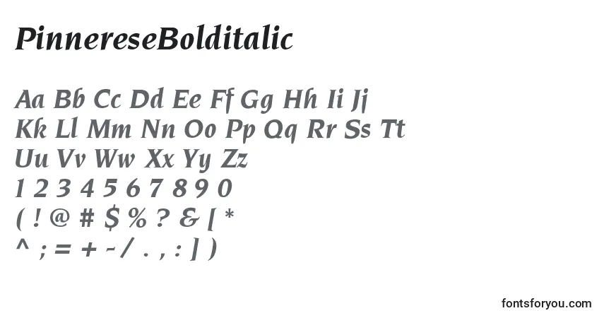 Schriftart PinnereseBolditalic – Alphabet, Zahlen, spezielle Symbole