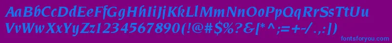 PinnereseBolditalic-Schriftart – Blaue Schriften auf violettem Hintergrund