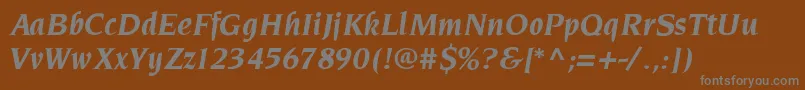 PinnereseBolditalic-Schriftart – Graue Schriften auf braunem Hintergrund