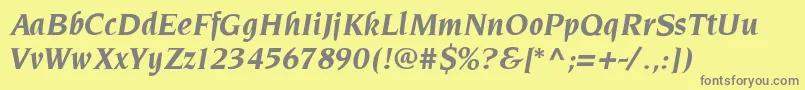 PinnereseBolditalic-Schriftart – Graue Schriften auf gelbem Hintergrund