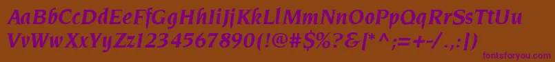 PinnereseBolditalic Font – Purple Fonts on Brown Background