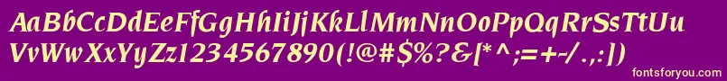 PinnereseBolditalic-Schriftart – Gelbe Schriften auf violettem Hintergrund