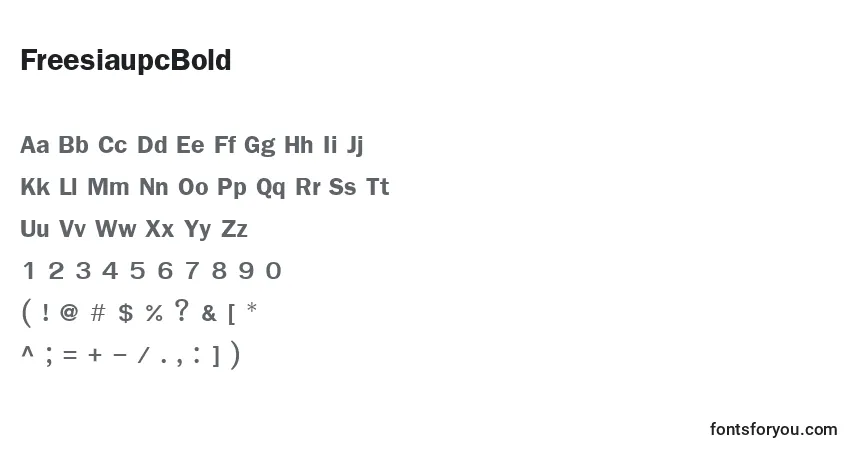 Czcionka FreesiaupcBold – alfabet, cyfry, specjalne znaki