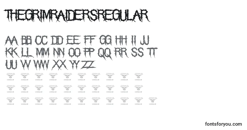 A fonte ThegrimraidersRegular – alfabeto, números, caracteres especiais