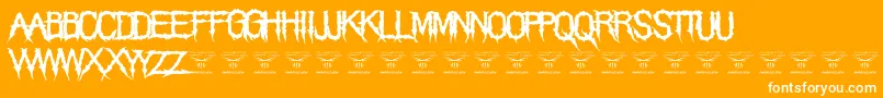 Weitere Informationen zur ThegrimraidersRegular-Schriftart ThegrimraidersRegular-Schriftart – Weiße Schriften auf orangefarbenem Hintergrund