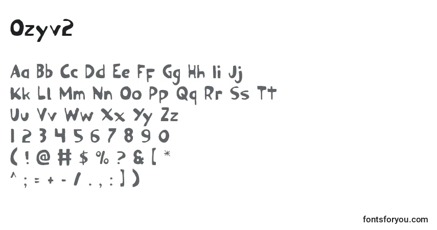 Schriftart Ozyv2 – Alphabet, Zahlen, spezielle Symbole