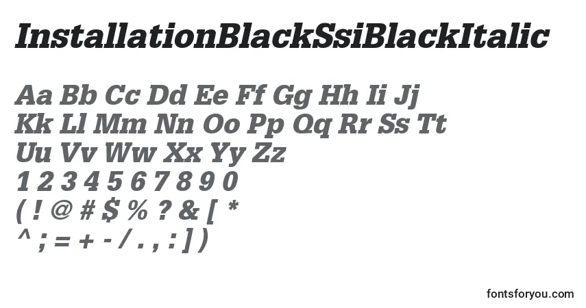 A fonte InstallationBlackSsiBlackItalic – alfabeto, números, caracteres especiais