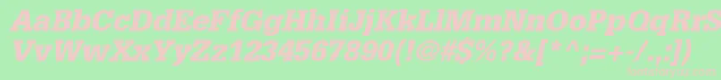 Fonte InstallationBlackSsiBlackItalic – fontes rosa em um fundo verde