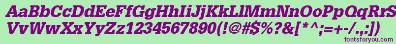 InstallationBlackSsiBlackItalic Font – Purple Fonts on Green Background