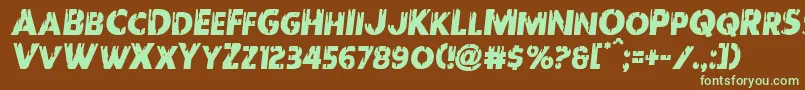 フォントRedundeadsemital – 緑色の文字が茶色の背景にあります。