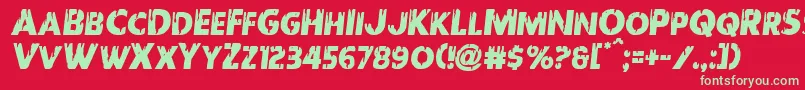 Redundeadsemital-Schriftart – Grüne Schriften auf rotem Hintergrund