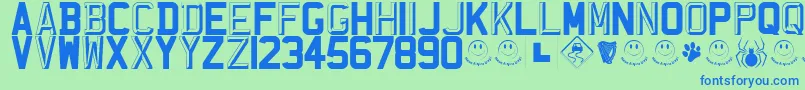 Шрифт RegistrationPlateUk – синие шрифты на зелёном фоне