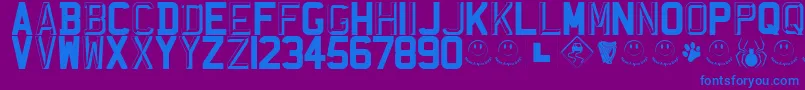 フォントRegistrationPlateUk – 紫色の背景に青い文字
